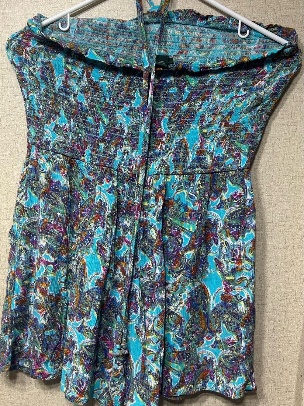 Turquoise Paisley Strapless Romper